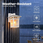 Outdoor Wall Lantern, Exterior Lighting Fixtures Wall Mount, 2 Pack White Outdoor Sconces with Seeded Glass, Exterior Porch/Patio Lights for House Front Door Garage