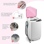 Casart Washing Machine Portable Washer W/ 7.7 Lbs Weight Capacity Washer and Dryer Full Automatic Washing Machine (Pink&White)