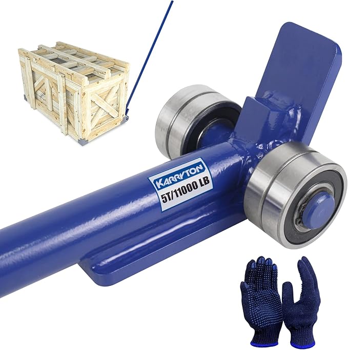 Pry Lever Bar 5T/11000LBS Load Capacity, 5FT Length Steel Handle Prylever Bar with Wheels for Heavy Duty Equipment Handling,Great Hand Tool with Four Industrial Bearings