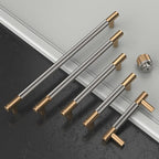 Amerdeco 10 Pack Champagne Bronze and Brushed Nickel Knurled Cabinet Pulls 5 Inch Hole Center to Hole Center Kitchen Cabinet Handles for Drawer Dresser, Cupboard and Wardrobe ZH0040