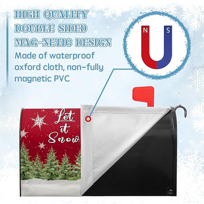 Snowman Mailbox Covers Magnetic Standard Size Xmas Cardinal Mailbox Cover 21X18 Inch Winter Pine Tree Post Box Letterbox Wraps for Garden Yard Christmas Decorations