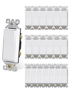 AIDA 20 Pack Light Switch Single Pole Light Switch Square Rocker Switch Decora Switches White, 15 Amp Self-grounding Electrical Light Switches, Residential Grade, UL Listed Glossy White