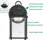 LIT-PaTH Small Outdoor LED Wall Lantern with Dusk to Dawn Photocell, 5000K Daylight White, 9.5W, 800 Lumen, Aluminum Housing Plus Glass, Outdoor Rated, 1-Pack, Black