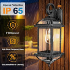 18” Dusk to Dawn Outdoor Lights for House 2-Pack, Anti-Rust Aluminum Exterior Light Fixtures with Fully Enclosed Bottom Outside Wall Lanterns IP65 Waterproof Porch Lights, Modern Black
