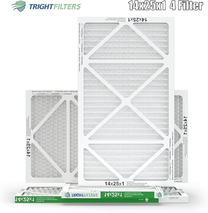 14x25x1 Air Filter 4 Pack, MERV 8 Pleated Dust Defense Air Filters Replacement Air Conditioner HVAC AC Furnace Filter, Durable and Lightweight