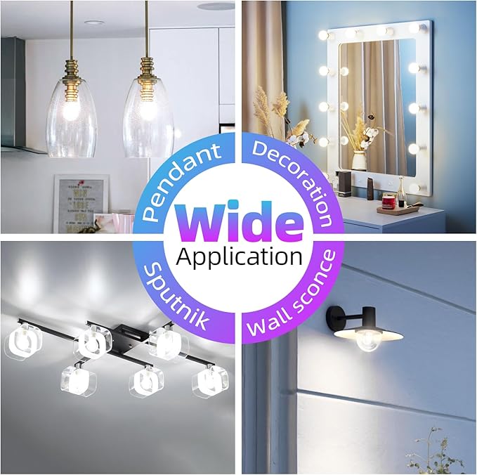 G16.5 LED Bulb Dimmable, 6W, 60 watt Equivalent, 4000K Neutral White E26 Globe Bulb, Round Edison Bulbs for Ceiling Fan, Pendant, Chandeliers, 90+CRI 600LM, 6 Pack