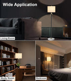 Floor Lamp for Living Room Adjustable Tall Standing Lamp, 3-Way Dimmable Floor Lamp for Bedroom Office, Black Gold Lamp with Marble Base and White Linen Shade