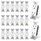 ELEGRP Decorator Receptacle, 15A 125V Standard Electrical Wall Outlet, 2 Pole 3 Wire, No-Tamper Resistant, NEMA 5-15R, Self-Grounding Residential Grade Outlet, UL (Glossy White, 20 Pack)