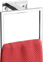 LANC Hand Towel Rings for Bathroom Wall Mount Chrome Polished Square Self Adhesive Hand Towel Holder for Lavatory Bathroom Hardware Accessories Stainless Steel Modern Shower Towel Racks, A8396CP