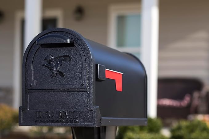ARCHITECTURAL MAILBOXES Gibraltar Mailboxes Arlington Large Capacity Galvanized Steel Textured Black, Post-Mount Mailbox, AR15B000