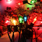 25 Pack C7 Clear Multicolor Incandescent Replacement Bulbs, 5W Warm White 2200K, E12 Base, Waterproof C7 Night Light Bulbs for Vintage Christmas String Lights Outdoor Indoor Home Party Decorations