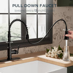FORIOUS Antique Kitchen Faucet with Pull Down Sprayer, Oil Rubber Brown, High Arc Single Handle Vintage Spring Sink Faucet 1 or 3 Hole for Pot Filler, Farmhouse Camper Laundry Camper
