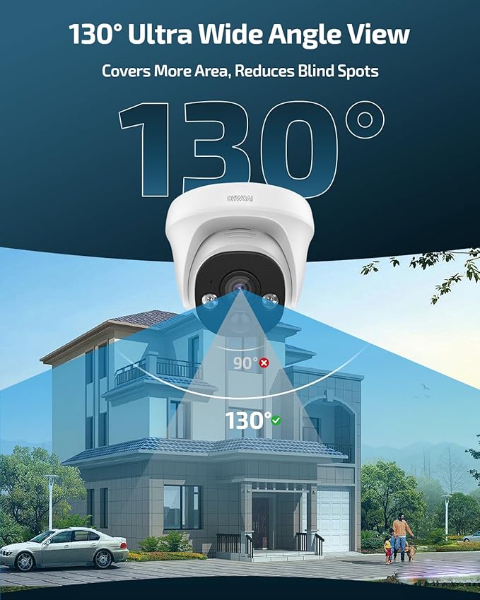 《130° Wide Angle & 4K Ultra HD》Wired Security Camera System Outdoor, POE IP Cameras with 8CH NVR Systems, Video Surveillance DVR Kits with PIR Motion Detection