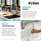 KRAUS Oletto Single Handle Pull Down Kitchen Faucet with QuickDock Top Mount Installation Assembly in Spot Free Antique Champagne Bronze, KPF-2620SFACB