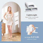 GameGem 3 Step Ladder, Folding Step Stool with Wider Pedal, Anti-Slip Feet & Non Slip Stripes, Aluminum Sturdy Material, 300Lbs Capacity, Elegant Look of Modern White Better Matches Your Home