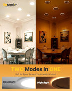 Ensenior 20 Pack 6 Inch LED Recessed Ceiling Light with Night Light, Dimmable, 2700K-5000K 5CCT, 1050LM 12W 120V, High Brightness Canless Wafer Downlight - FCC