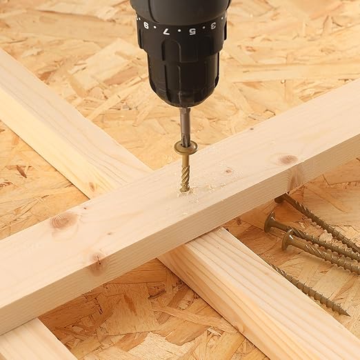 #14 x 3 Inch Lag Screws (39Pcs) 1lb. Structural Wood Screw, Bronze, Carbon Steel, Washer Head, Rust Resistant epoxy Coated, T30 Star Bit