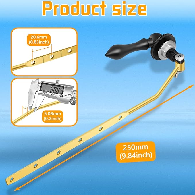 Universal Front Mount Toilet Handle, Trip Lever Replacement With Stainless Steel Flapper Chain, Black Tank Flush Lever for Most Toilets