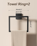 Matte Black Bathroom Hardware Accessories Set, 10-Piece Stainless Steel Towel Rack Set with 2×24" Towel Bars, 2×Toilet Paper Holders with Shelves, 2×Towel Rings, 4×Towel Hooks