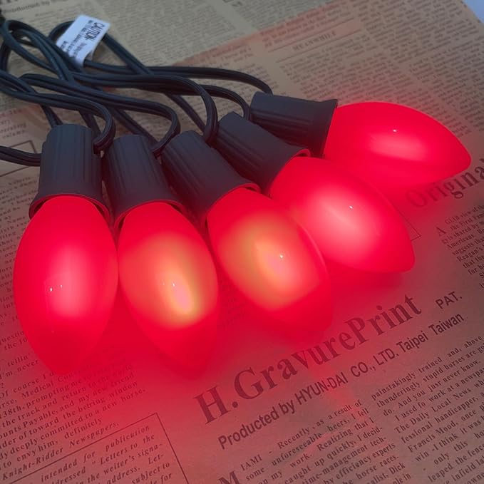 GOOTHY 25 Pack C9 Red Christmas Light Bulbs, E17 Base Incandescent Replacement Bulbs for Outdoor Christmas String Lights, Candle Lamps, 7 Watt Night Lights Bulbs, 120 Volt - Red