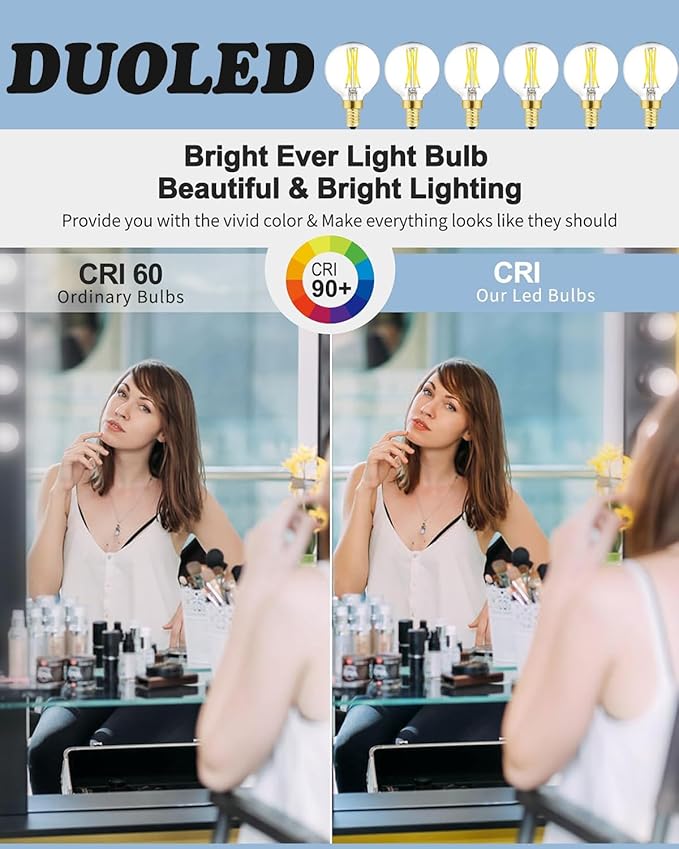 G16.5 Dimmable E12 Led Bulb 6W Equal 60 Watt E12 Candelabra Bulb Daylight 4000K Globe Light Bulb for Chandeliers,Ceiling Fan,Wall Sconce,600lm,AC120V,6Pack