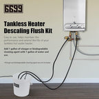 Tankless Water Heater Descaling Flush Kit Includes Submersible Utility Pump with Adapters 3 Gallons Pail with Bucket Lid Opener and Two 3/4" GHT X 6FT PVC Black Hoses Easy Installation to Clean