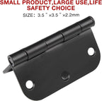 18 Pack Matte Black Door Hinges 3.5 x 3.5 Inch Interior 3 1/2 Inch Door Hinges for Doors Rounded 5/8" Radius Corners Flat Iron Hinge 3 ½"x 3 ½" Door Hardware Controls