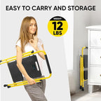 TICONN 2 Step Ladder, Heavy Duty Foldable Step Stool, Portable Steel Folding Stool for Household Garage Storage (Yellow)