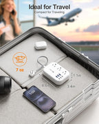 Short Extension Cord 1 Ft- 6 USB(3 USB C) Travel Power Strip with 24W USB Charging Station and 3 Outlets, 1Ft Small Flat Plug Extension Cord Surge Protector for Travel Home College Dorm 1625W