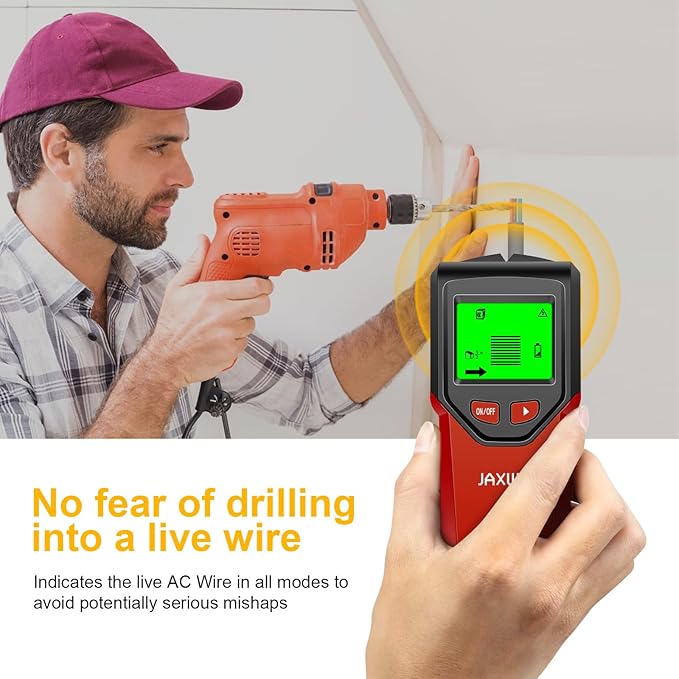 Stud Finder Wall Scanner - 5 in 1 Stud Finder Tool w/Microprocessor Chip and HD LCD Display, Stud Detector Beam Finders for the Center and Edge of Wood AC Wire Metal Studs Joist Pipe (Spicy)