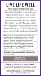 New Chapter Magnesium + Ashwagandha Supplement, 325 mg with Magnesium Glycinate, 2.5x Absorption, Muscle Recovery, Heart & Bone Health, Calm & Relaxation, Gluten Free, Non-GMO - 90 ct (3 Month Supply)