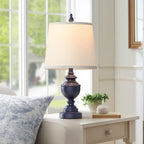 PARTPHONER Retro Table Lamps Set of 2, Bedside Lamp for Bedroom Rustic Farmhouse Table Lamps for Living Room, Vintage Nightstand Lamps with White Shades, Blue