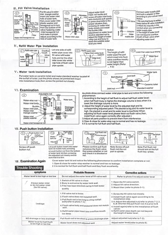 T Tulead Toilet Fill Valve, Dual Flush Valve, Push Button, Toilet Tank Parts Replacement, Converter Kit, for 10"-12" Toilet Tank, for Fill Valve 0.8" Thread, for Drain Hole Dia, 2.56"