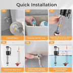 Universal Toilet Flusher Replacement Kit, Fill Valve, 2-Inch Flapper, Handle Replacement, Adjustable, Quiet, Easy to Install, Complete Toilet Parts Inside Tank Kit (Black, 2-Pack)