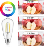 Edison Light Bulbs 60W Equivalent, Dimmable Vintage LED Light Bulbs, E26 Medium Base, Cool White 4000K, ST58, 6W, 750LM, 90+ CRI, Antique Decorative Filament LED Bulb, Clear Glass, Pack of 4