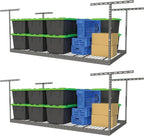 2-Pack 4 x 8 MonsterRax Overhead Garage Storage Rack, Ceiling Racks for Garage, Organization Shelving, Adjustable Hanging Shelf, Grey, 24"-45" Height Adjustment