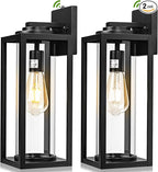 Dusk to Dawn Outdoor Wall Light Fixtures - 2 Packs Exterior Waterproof Outdoor Lighting, Modern Porch Sconces Wall Mounted Lighting, Industrial Anti-rust Matte Black Outside Lantern for Front Door