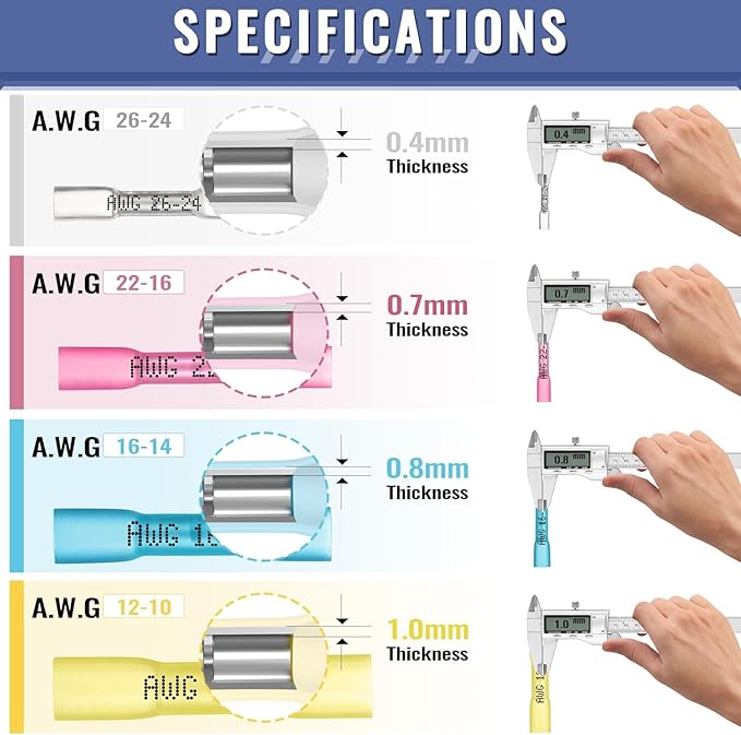 Sopoby Crimping Tool For Heat Shrink Connectors with 210PCS Marine Grade Heat Shrink Butt Connectors of Tinned Red Copper - Electrical Crimping Tool - 20-10 AWG