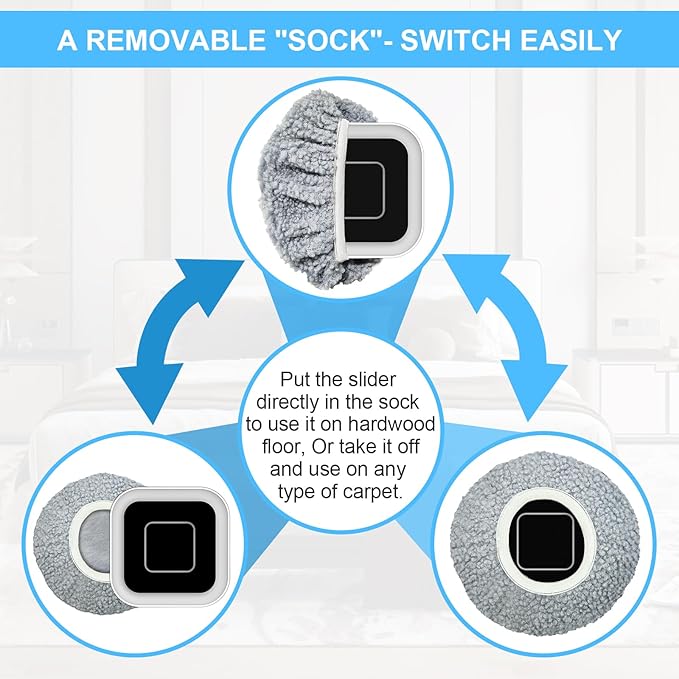 New Upgrade Furniture Movers Sliders, 8+8 Pack 4.3" Multi-Surface Furniture Sliders with Groove Design, 8PCS Moving Pads and 8 Hardwood Socks, Protect Floor and Easily Move Furniture