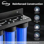 iSpring WGB32B-MKS+AHPF12MNPT16X2 3-Stage Whole House Water Filter System w/ 3/4'' Push-Fit Stainless Steel Hose Connectors, Reduces Iron, Hydrogen Sulfide, Lead, Chlorine, Chloramine, Manganese