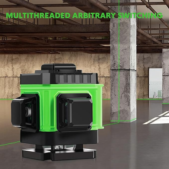 Laser Level, Laser Level 360 Self Leveling, 3x360° Green Cross Line for Construction and Picture Hanging, 3D 12 Lines Laser Level Self Leveling Tool with Rechargeable Battery