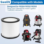 90304 Replacement Filter Compatible with Shop-Vac Shop Vac 90304, 90350, 90333,903-04-00, 9030400,fits most 5 Gallon and above Wet/Dry Vacuum Cleaners (2 Pack)