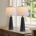 Terpsichore Nightstand Lamp Bedside Lamps Set of 2 Desk Lamp Vintage Rustic Farmhouse Table Lamp 3 Way Dimmable Light,Bulb*2,USB A+C Port (Black with Gold, High 27 Inch)