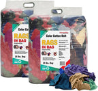 Color T-Shirt Rags (2x25 lbs. Bag) – Shop Cloths Bulk for Workshops, Mechanics, Painters, and Home Use, Multipurpose Cotton T-Shirt Rags