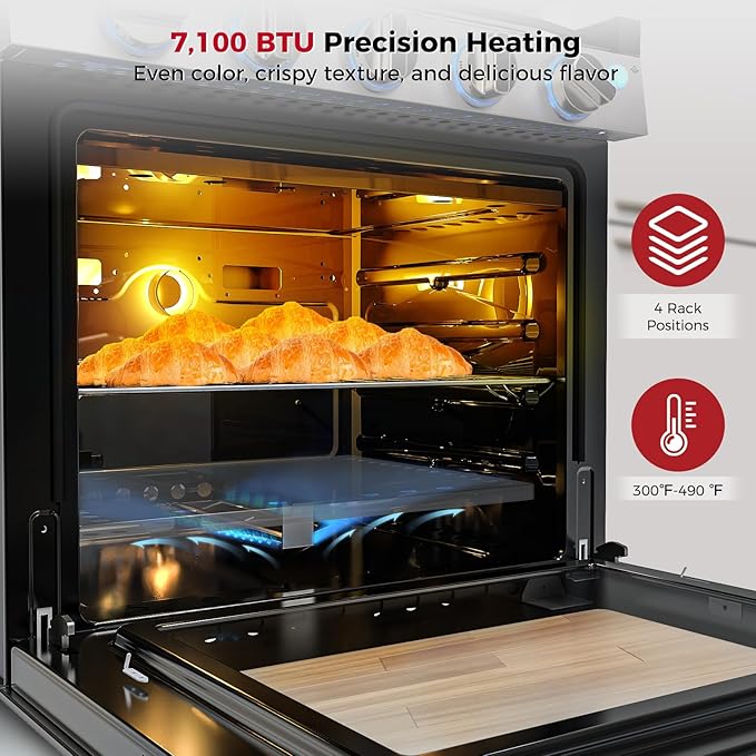 CAMPLUX Classic RV Stove Propane Range 21 Inches, Propane Oven with 3 Burners Cooktop for RV, RV Propane Oven Stove Combo 28,100 BTU/Hr, Stainless Steel RGS21MSF