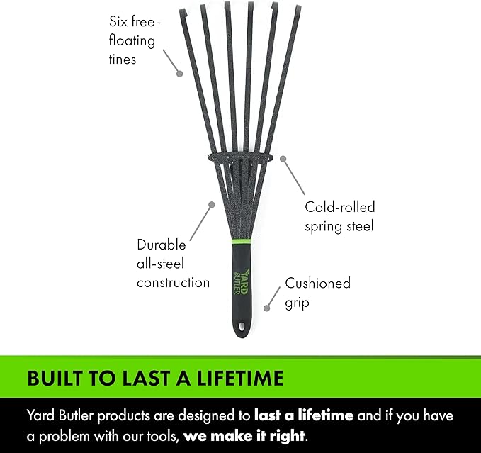 Yard Butler Terra Garden Hand Tools - Weeding Hand Tiller Tool for Efficient Gardening - Weed Remover Tool for Lawn & Garden Care - Durable Gardening Accessory, Whisk Rake