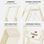 GameGem 4 Step Ladder Folding Step Stool Stepladders with Anti-Slip and Wide Pedal for Home and Kitchen Use Space Saving (White)