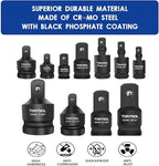 11pcs Impact Adapter and Reducer Set and Universal Joint Swivel Socket Adapter Set, 1/4" 3/8" 1/2" 3/4" 1" Drive Socket Adapter Set, Cr-Mo Steel,With a Storage Case.