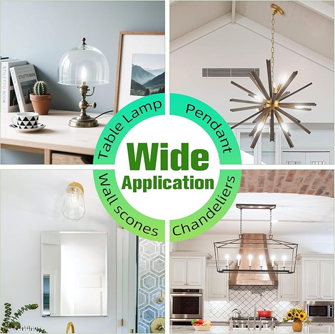 E26 Base Candelabra LED Light Bulbs 5000K Daylight, 6W, 60 watt Equivalent, E26 LED Bulb Non-Dimmable, B10 Chandelier Candle Light Bulbs, 90+CRI, 600LM, Cear Glass, 6 Pack