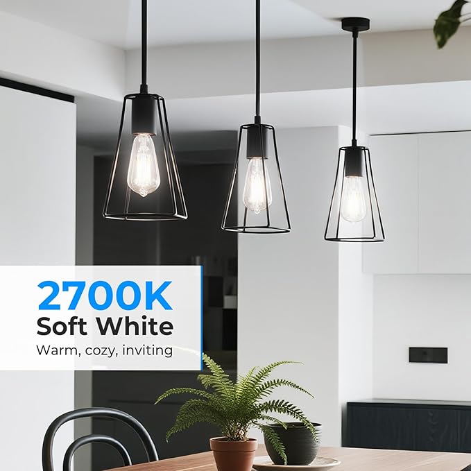 Dimmable Edison Bulbs, 4000K Daylight White, 6W Equivalent to 60 watt E26 LED Bulb, ST58 Vintage Light Bulbs, 600LM, 90+ CRI, E26 Base, Clear Glass, 6 Pack